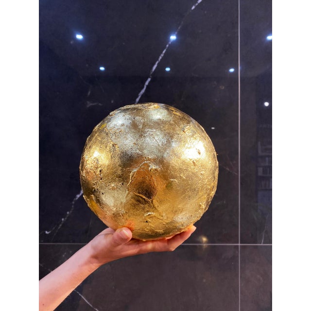 Chinese Papier-Mâché Golden Sphere (8,30 In) For Sale - Image 6 of 6