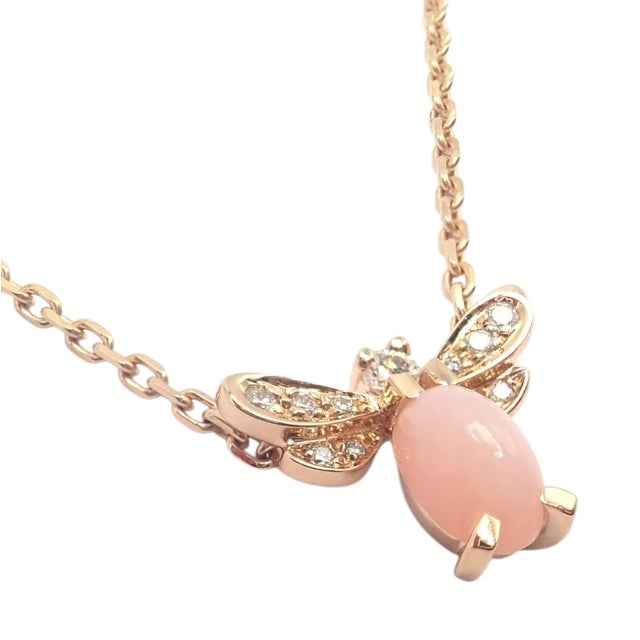 Contemporary Chaumet Rose Gold Attrape-Moi Diamond Pink Opal Necklace For Sale - Image 3 of 13