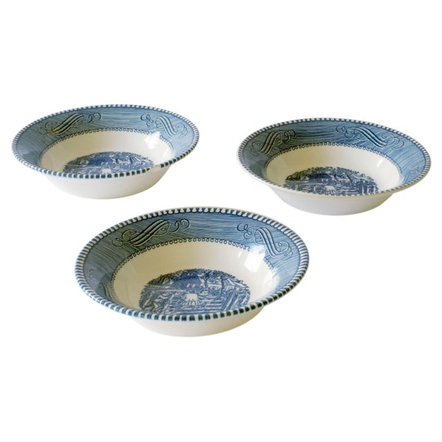 Ceramic Mid 20th Century Currier & Ives Fruit/Dessert Bowl - Set of 3 For Sale - Image 7 of 7