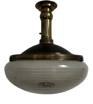 Vintage Industrial Brass and Glass Ceiling Lamp by Adolf Meyer, 1920s