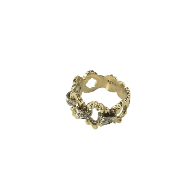 Late 20th Century Late 20th Century 10k Yellow and White Gold Diamond Band Ring, Size 7.5 For Sale - Image 5 of 8