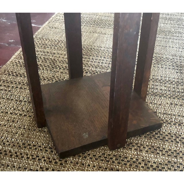 Brown Antique Arts and Crafts 4 Legs Side Table, Plant Stand For Sale - Image 8 of 10