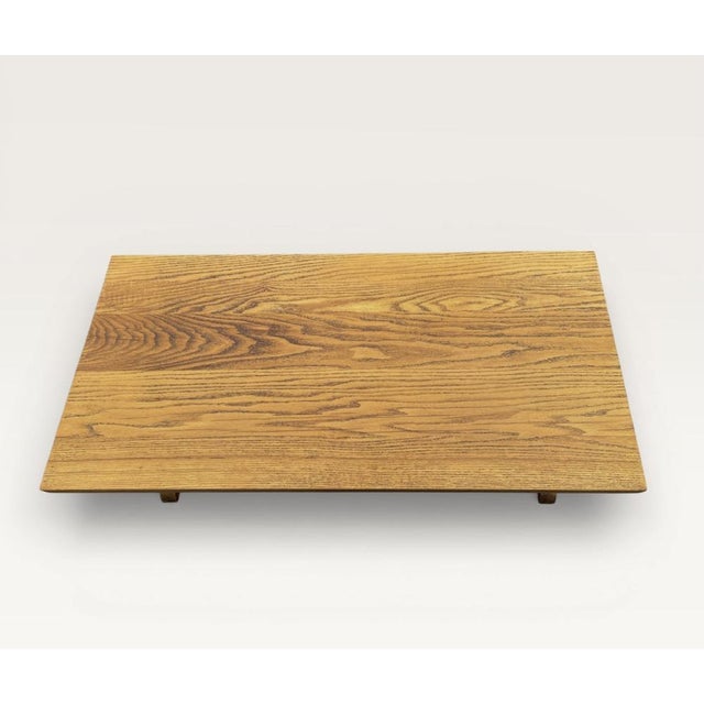 Rectangle Oak Trestle Coffee Table, 1970s For Sale - Image 12 of 15