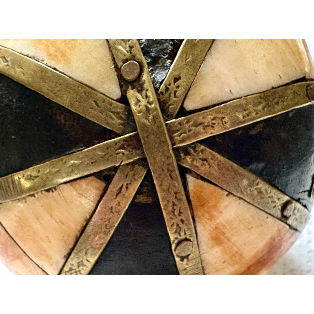 Vintage Late 20th Century Wood and Brass Decorative Orb Ball For Sale In Orlando - Image 6 of 10