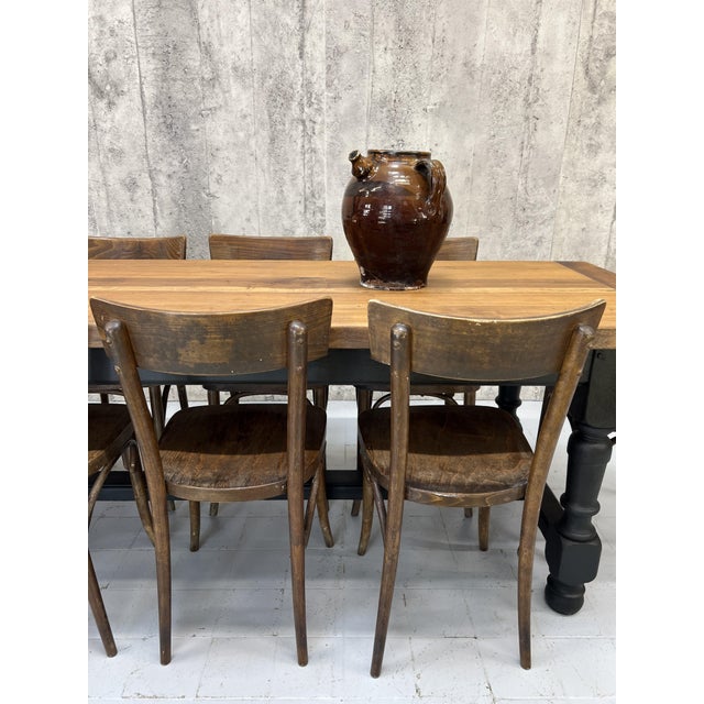 French Farmhouse Oak Dining Table with Black Legs, 1950s For Sale - Image 6 of 15