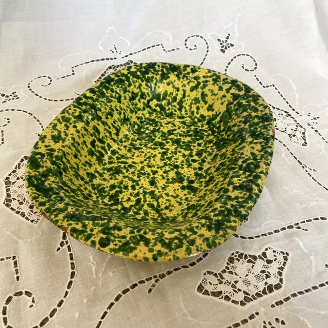 Green Antique Splatterware Platters- Set of 2 For Sale - Image 8 of 11