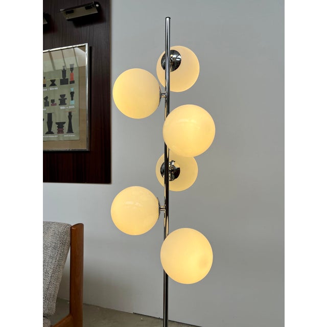 Vintage Space Age Chrome Floor Lamp with Glass Globes, 1970s For Sale - Image 10 of 13