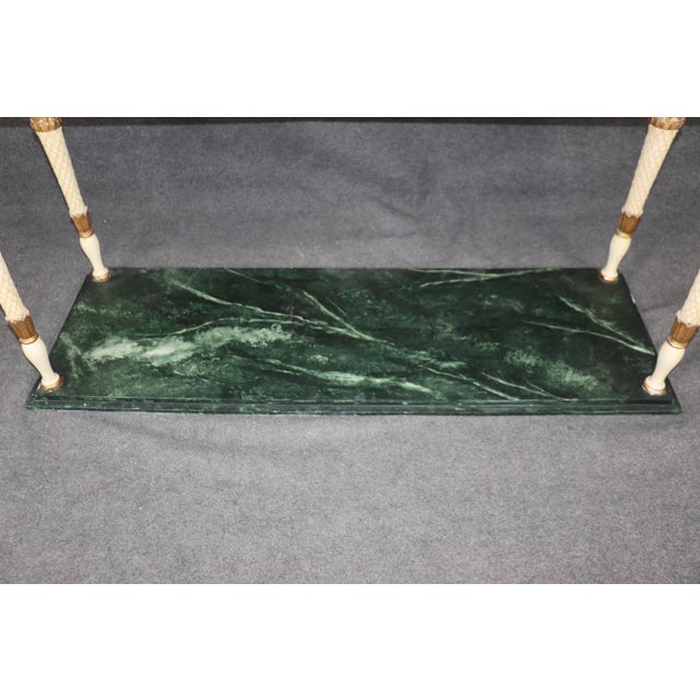 1950s Rare Pair of Marble and Faux Marble Paint Decorated Console Tables Manner Jansen For Sale - Image 5 of 12