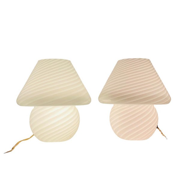 Vetri Vintage Vetri Italian Murano Mushroom Glass Lamps- a Pair For Sale - Image 4 of 6