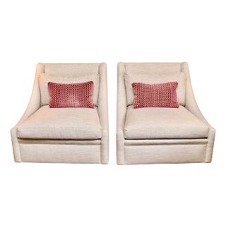 Pair of Kravet Upholstered “Fishers” Chairs For Sale