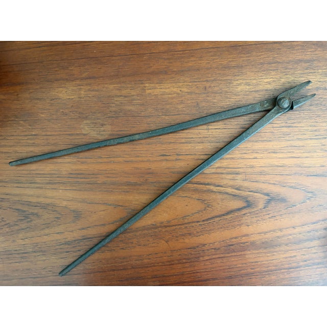 19th Century Hand-Forged Iron Blacksmith's Tongs & End Nippers - Primitive Tool Collection For Sale - Image 4 of 4