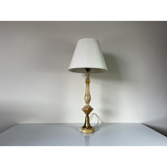 1950s Vintage Italian Carved Alabaster Table Lamp For Sale - Image 5 of 13