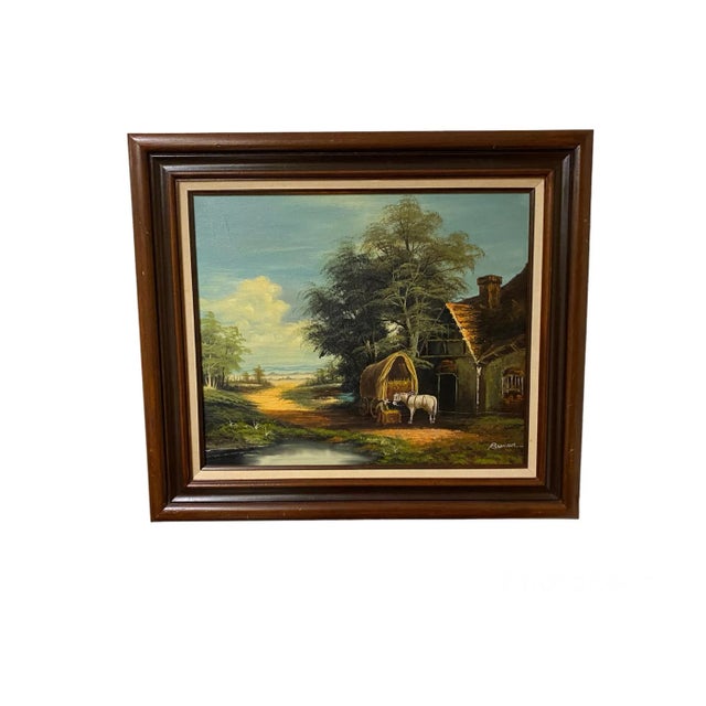 Mid 20th Century Brenner Signed Pastoral Landscape Framed Oil Painting For Sale - Image 10 of 10