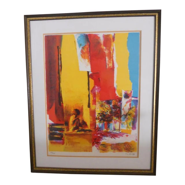 Nicola Simbari "Yellow Wall" Color Lithograph For Sale