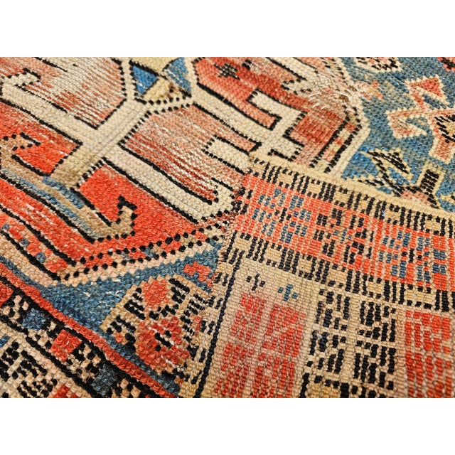 19th Century Caucasian Shirvan Area Rug, Tribal Geometric Pattern, Blue & Ivory, 3’ x 5’ For Sale - Image 17 of 17