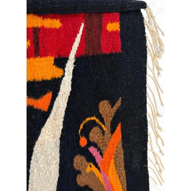 Mid-Century Modern Vintage Matisse Insp Bulmaro Pérez Mendoza B. P. Mid Century Hand Woven Tapestry Art Wall Hanging Signed For Sale - Image 3 of 8