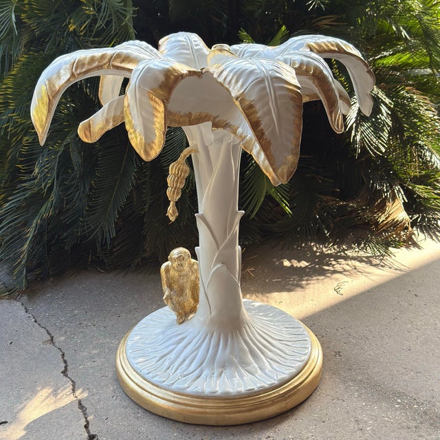 Late 20th Century Late 20th Century Palm Beach Regency Parcel Gilt Monkey and Palm Tree Dining Table -Newly Painted For Sale - Image 5 of 12
