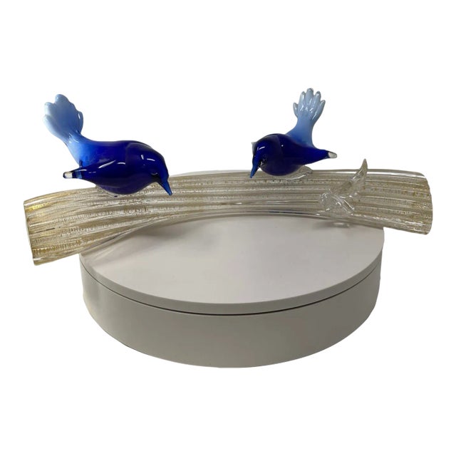 Murano Glass Bluebirds on a Branch For Sale