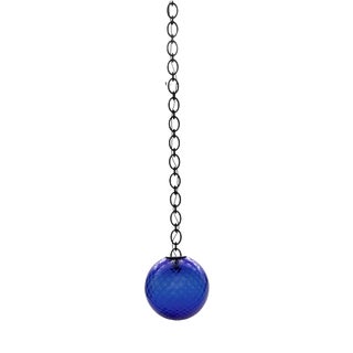 Cobalt Blue Glass Globe Brass Big Chain Empoli Pendant by Magic Circus Editions For Sale
