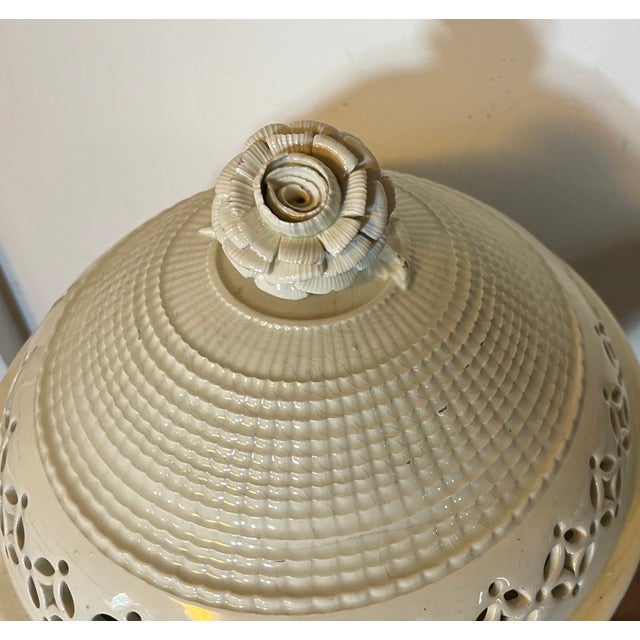 Antique 18th Century George III Creamware Covered Footed Bowl, Compote or Centerpiece With Flower Finial For Sale - Image 9 of 17