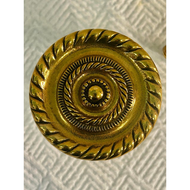 English Vintage Andrea by Sadek Brass Georgian Rope Medallion Curtain Tie Backs - A Pair For Sale - Image 3 of 10