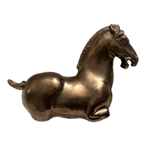 Vintage Faux Bronze Ceramic Horse Figure