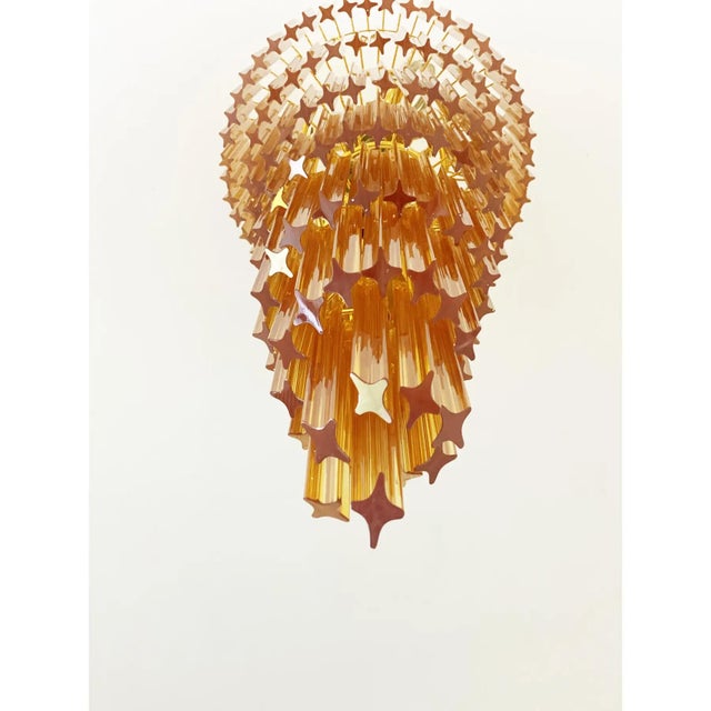Contemporary Amber Quadriedro Murano Glass Twister Chandelier by Simoeng For Sale - Image 3 of 9