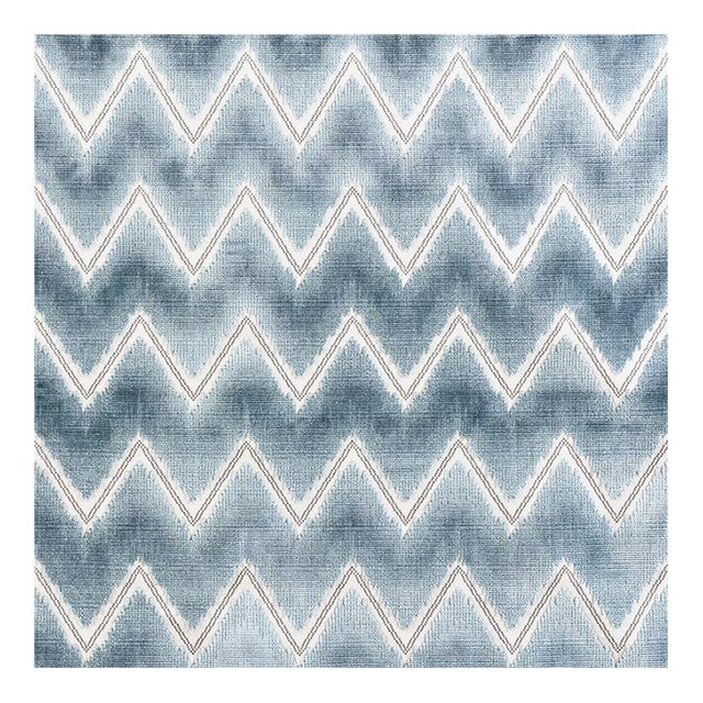 Schumacher Chevron Velvet Fabric in Mineral For Sale