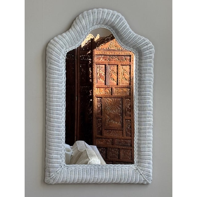 20th Century White Wicker Wall Mirror For Sale - Image 9 of 12