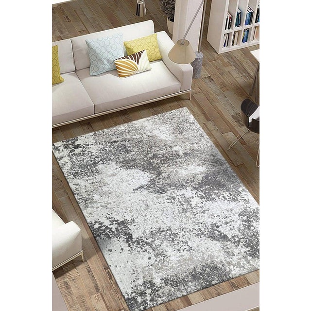 2020s 7x9 Ivory Hand-Knotted Wool Abstracted Cloudscapeist Design Carpet Rug For Sale - Image 5 of 5