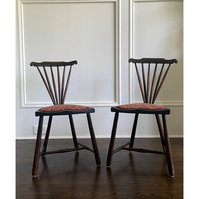 On offer is a rare original paired Fan-Back Chairs designed by Adolf Loos (1870-1933) circa 1908-20s. As part of the...