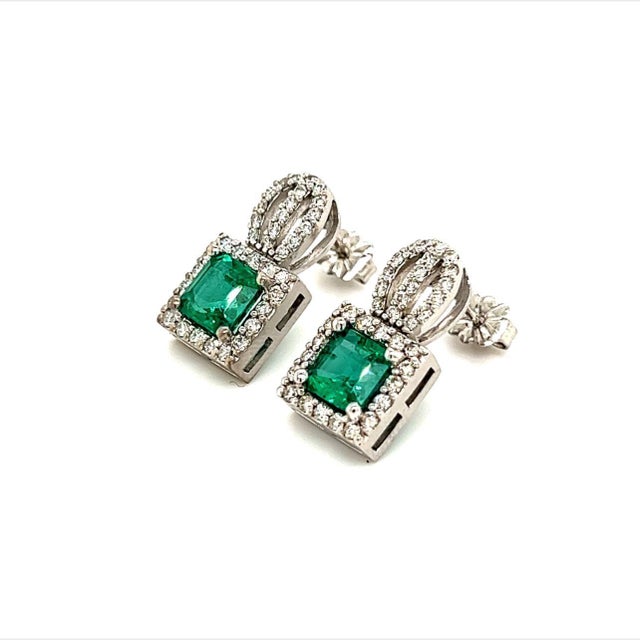 Natural Emerald Diamond Stud Earrings 14k Gold 2.84 TCW Certified $8,950 215407 This is a Unique Custom Made Glamorous...