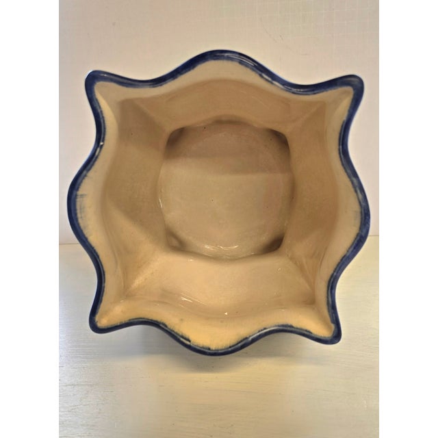 Ironstone China Vintage Blue & White Ironstone Staffordshire Planter Vase For Sale - Image 4 of 8