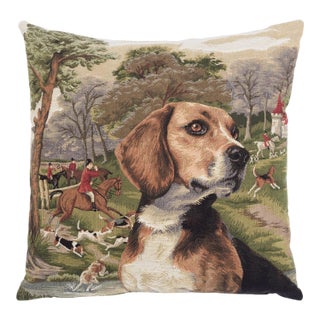 Beagle Tapestry Cushion With Feather Filler - 46x46cm (18"x18") For Sale