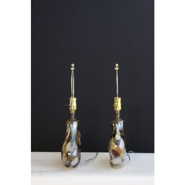 Brown Mid 20th Century Petite Seguso Style Lamps - a Pair For Sale - Image 8 of 16