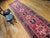 Antique Persian Heriz Karajeh Runner, Hand-Knotted Wool, Geometric Medallion Pattern, Red & Navy, 4x14 For Sale - Image 9 of 18
