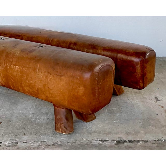 Wood Vintage Leather Pummel Horses - Set of 2 For Sale - Image 7 of 12