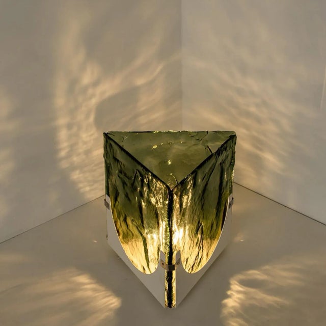 Large Green Glass Cube Table Light from Leucos, 1970 For Sale - Image 10 of 15