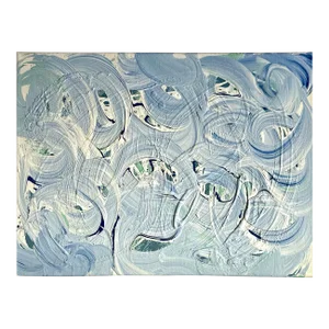 Erin Simon Original “Marbled” “Blues With Green” Abstract Painting on Canvas