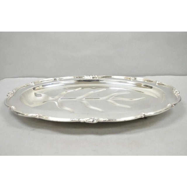 Vintage Amston Victorian Silver Plated Meat Cutlery Oval Serving Platter Tray For Sale - Image 9 of 11