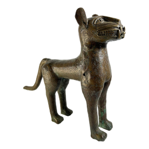 Mid 20th Century African Benin Bronze Leopard, Nigeria, 20.5" H
