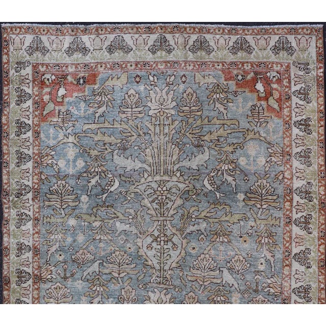 Tribal Antique Persian Sultanabad Rug With Soft Blue Palette 5'0 X 8'0 For Sale - Image 3 of 12