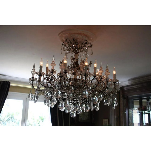 19th Century Italian Neoclassical Giltwood and Crystal Chandelier For Sale - Image 17 of 18