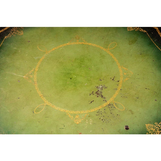 Green Late 19th Century Victorian Revolving Séance Table With Green Leather Top and Tufted Base For Sale - Image 8 of 14