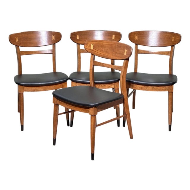 Restored Lane Acclaim Walnut Dining Chairs Set of 4 For Sale