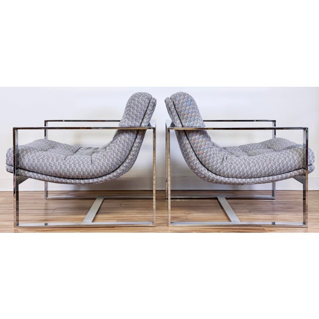 Chrome Vintage MCM Milo Baughman Style Chrome Slingback Lounge Chairs, a Pair For Sale - Image 8 of 16