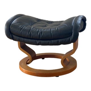 1990s Vintage Ekornes Stressless Leather Ottoman Footrest For Sale