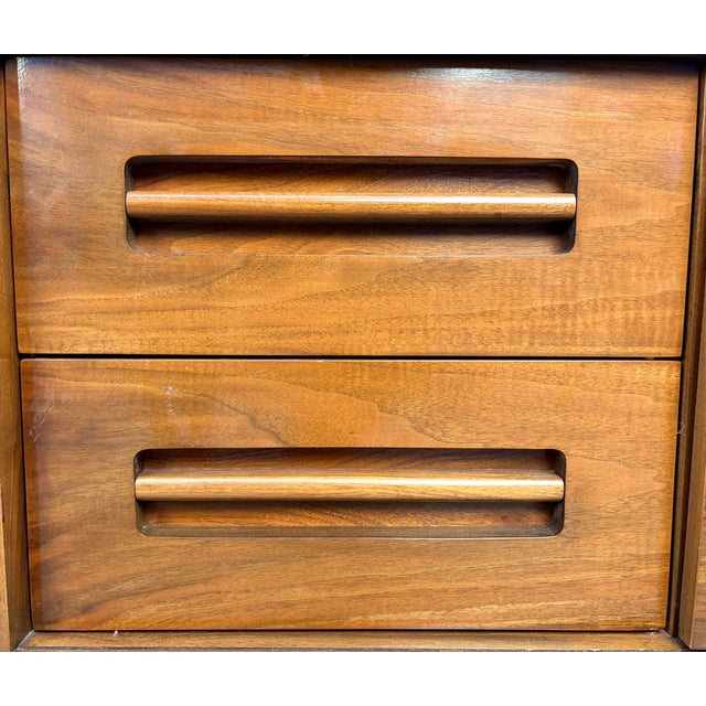 Pair of Unique Mid 20th Century Modern Walnut Nightstands For Sale - Image 9 of 18