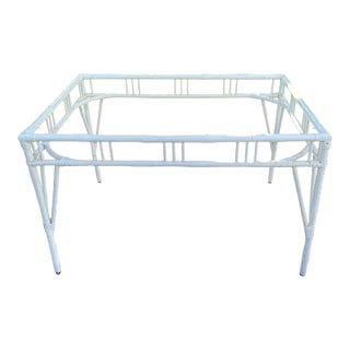 1970s Vintage White Rattan Dining Table Base For Sale