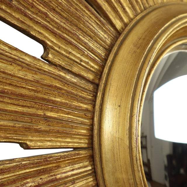 Large Sunburst Gold Leaf Sun Mirror by Deknudt, 1960s For Sale - Image 16 of 18